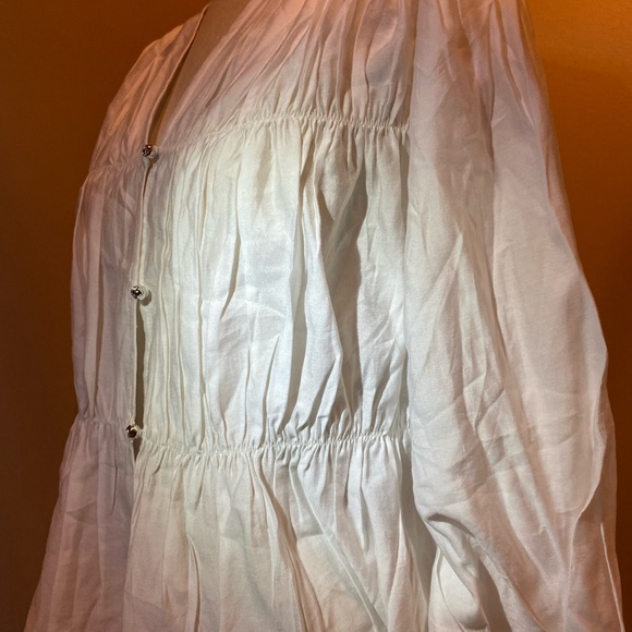 Elegant White Button-Up Women's Top peasant pirate renaissance sz Large women - Picture 2 of 9